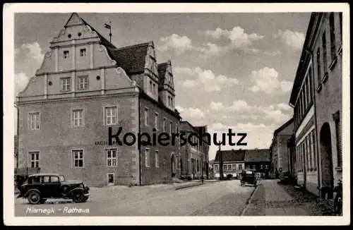 ALTE POSTKARTE NIEMEGK RATHAUS KREISSPARKASSE AUTO FIAT 518 KREIS ZAUDI-BELZIG Brandenburg Ansichtskarte AK cpa postcard