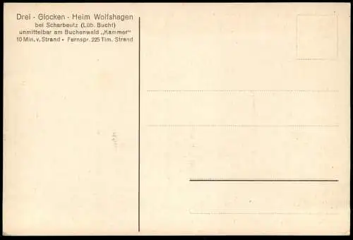 ÄLTERE POSTKARTE WOLFSHAGEN DREI-GLOCKEN-HEIM ANSICHT VON DER FORST KAMMER AUS SCHARBEUTZ LÜBECKER BUCHT Ansichtskarte