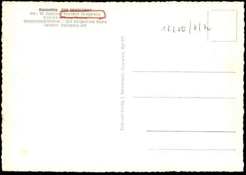 ÄLTERE POSTKARTE STIELDORF GASTSTÄTTE ZUR ERHOLUNG THEKE BUFFET KEGELBAHN KÖNIGSWINTER UNBEKANNTES BIER LOGO PILS AK
