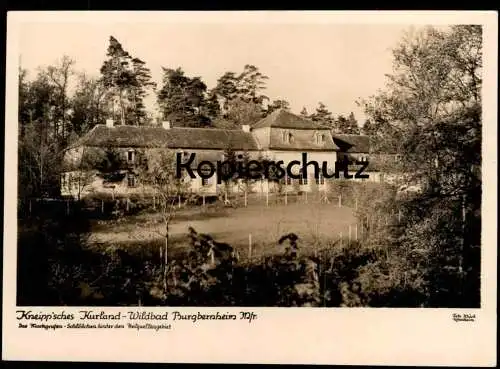 ALTE POSTKARTE WILDBAD BURGBERNHEIM MITTELFRANKEN KNEIPP'SCHES KURLAND MARKGRAFEN SCHLOSS HINTER QUELLGEBIET AK cpa