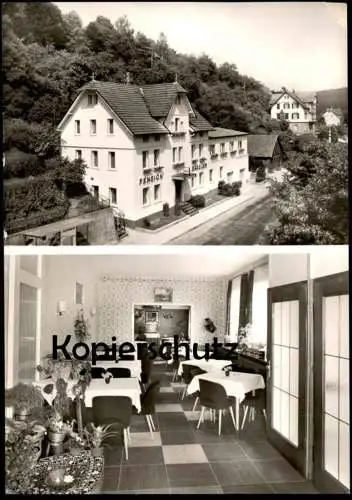 ALTE POSTKARTE LUFTKURORT ALTENSTEIG HOTEL PENSION BÄSSLER AUSSENANSICHT INNENANSICHT Ansichtskarte AK postcard cpa