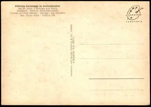 ÄLTERE POSTKARTE MÜHLENSCHENKE PENSION WEINGUT ALOYS KNAB GRÜNDELBACH ST. GOAR GRÜNDELBACHTAL Ansichtskarte AK postcard