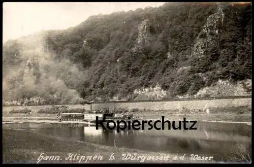 ALTE POSTKARTE HANNOVERSCHE KLIPPEN BEI WÜRGASSEN AN DER WESER BEVERUNGEN DAMPFER SCHIFF Ansichtskarte AK cpa postcard
