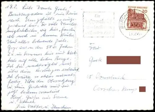 ÄLTERE POSTKARTE BERCHTESGADEN MIT WATZMANN VW KÄFER VOLKSWAGEN WINTER Hiver Snow cpa postcard AK Ansichtskarte