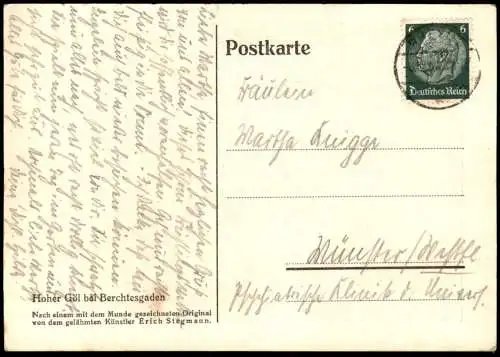ALTE POSTKARTE HOHER GÖL BEI BERCHTESGADEN GÖLL ARNULF ERICH STEGMANN MUNDMALEREI 1937 Ansichtskarte AK cpa postcard
