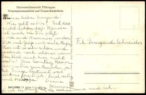 ALTE POSTKARTE TÜBINGEN TROPENGENESUNGSHEIM SÜDFRONT UND TROPEN-KINDERHEIM Baum tree Hospital Klinik Ansichtskarte cpa