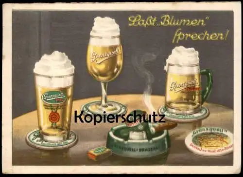 ALTE POSTKARTE WERNESGRÜNER PILS BIER H. GÜNNEL WERNESGRÜN STEINBERG ASCHENBECHER ALKOHOL beer alcohol bière alcool AK