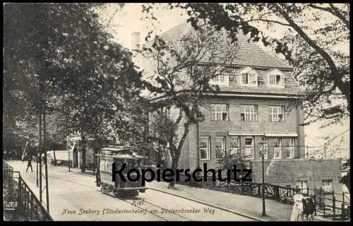 ALTE POSTKARTE KIEL NEUE SEEBURG STUDENTENHEIM AM DÜSTERNBOOKER WEG STRASSENBAHN tram tamway Ansichtskarte postcard cpa