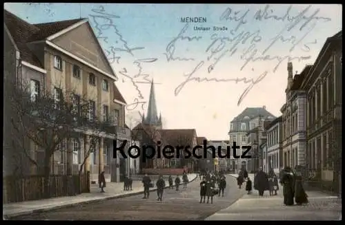 ALTE POSTKARTE MENDEN UNNAER STRASSE DAMEN KINDER Sauerland Ansichtskarte AK cpa postcard