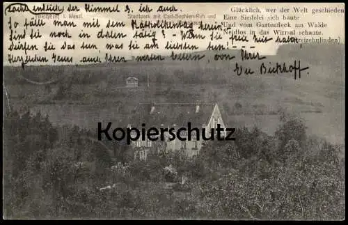 ALTE POSTKARTE NIEHEIM IN WESTFALEN STADTPARK MIT CARL SOPHIEN RUH UND E. W. WEBER'S WOHNHAUS DREIZEHNLINDEN AK cpa