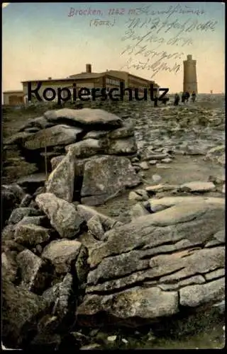 ALTE POSTKARTE BROCKEN HARZ GIPFEL BROCKENHAUS 1142 METER FELDPOST RUDOLSTADT 1915 Ansichtskarte postcard cpa AK