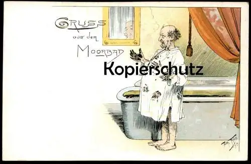 ALTE KÜNSTLER POSTKARTE ARTHUR THIELE GRUSS AUS DEM MOORBAD MANN old man OTTMAR ZIEHER 1926 Ansichtskarte postcard cpa