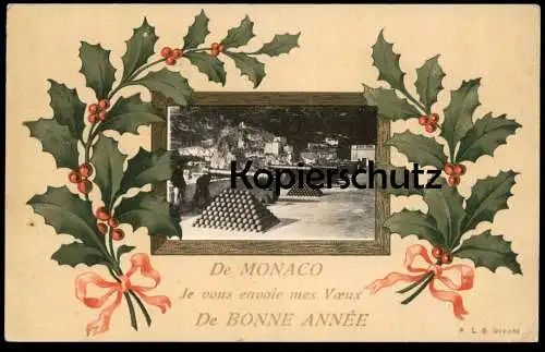 ALTE POSTKARTE DE MONACO JE VOUS ENVOIE MES VOEX DE BONNE ANNÉE KANONEN MONTE CARLO canons cpa postard Ansichtskarte AK