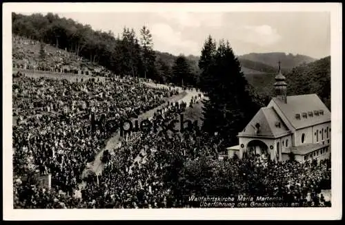 ALTE POSTKARTE MARIA MARTENTAL WALLFAHRTSKIRCHE ÜBERFÜHRUNG DES GNADENBILDES 15.09.1935 LEIENKAUL Ansichtskarte AK cpa
