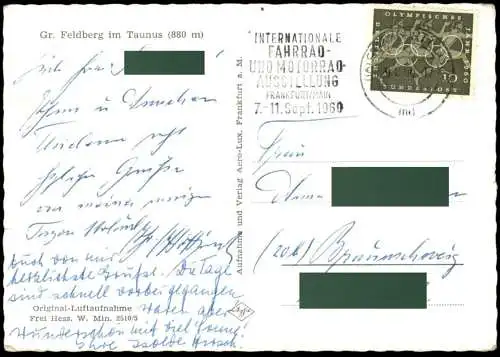 ÄLTERE POSTKARTE GROSSER FELDBERG IM TAUNUS LUFTAUFNAHME FLIEGERAUFNAHME 880 METER Ansichtskarte AK cpa postcard