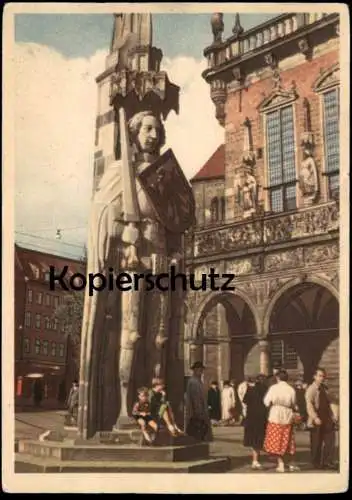 ALTE POSTKARTE BREMEN ROLAND SCHÖNE DEUTSCHE HEIMAT 1954 VEB VOLKSKUNSTVERLAG Ansichtskarte postcard cpa AK