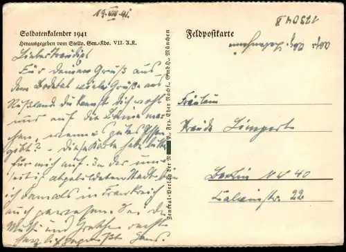 ALTE KÜNSTLER POSTKARTE AUTUN VOM PIERRE DE COUHARD HANS BUCHNER AUS SOLDATENKALENDER 1941 ZENTRALVERLAG NxxxP MÜNCHEN