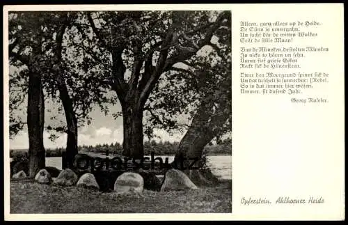 ALTE POSTKARTE AHLHORNER HEIDE ENGELMANNSBÄKE OPFERSTEIN HEIDENOPFERSTEIN GROSSSTEINGRAB GRAB VISBEK funeral AK postcard