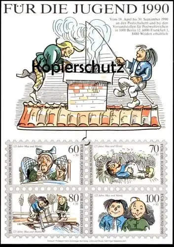 ÄLTERE POSTKARTE MAX UND MORITZ WILHELM BUSCH WITWE BOLTE BRIEFMARKE FÜR DIE JUGEND 1990 Ansichtskarte AK cpa postcard