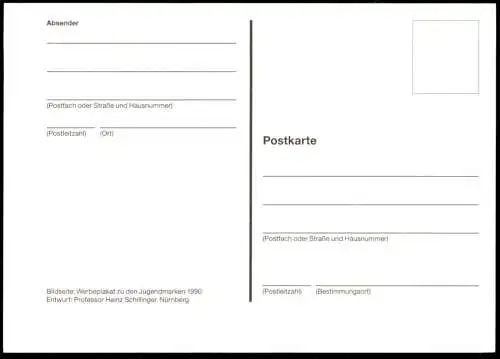 ÄLTERE POSTKARTE MAX UND MORITZ WILHELM BUSCH WITWE BOLTE BRIEFMARKE FÜR DIE JUGEND 1990 Ansichtskarte AK cpa postcard