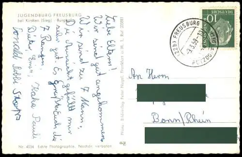 ALTE POSTKARTE JUGENDBURG FREUSBURG BURGHOF Kirchen Sieg Landkreis Altenkirchen castle chateau AK Ansichtskarte postcard