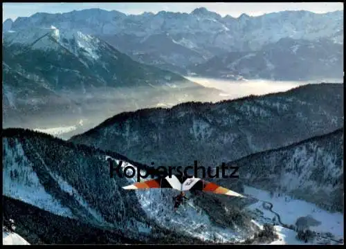 ÄLTERE POSTKARTE OBERAMMERGAU DRACHENFLIEGER IM WINTER DRACHENFLIEGEN hang gliding Bayern Ansichtskarte AK cpa postcard