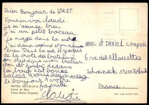 ÄLTERE POSTKARTE LLORET DE MAR HOTEL METROPOL COSTA BRAVA Ansichtskarte postcard