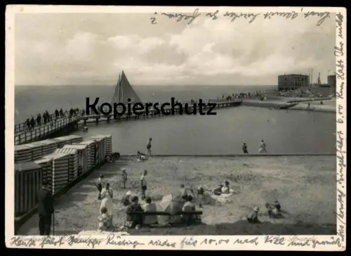 ALTE POSTKARTE WILHELMSHAVEN AM STRANDE Strand Panorama Segelboot Ansichtskarte AK cpa postcard