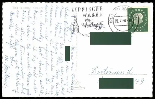 ÄLTERE POSTKARTE BAD SALZUFLEN KATZENTURM TURM STEMPEL LIPPISCHE WAREN EIN WERTBEGRIFF HERMANNSDENKMAL Ansichtskarte