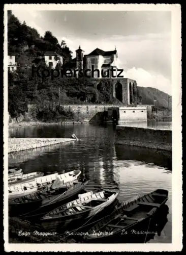 ÄLTERE POSTKARTE LAGO MAGGIORE MACCAGNO INFERIORE LA MADONNINA Boote Ruderboote Boot postcard cpa Ansichtskarte AK