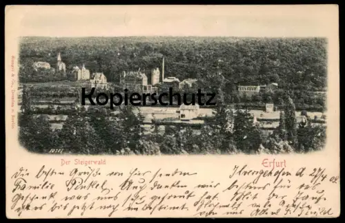 ALTE PRÄGE-POSTKARTE ERFURT DER STEIGERWALD RELIEFKARTE