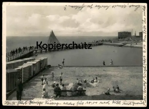 ALTE POSTKARTE WILHELMSHAVEN AM STRANDE Strand Panorama Segelboot Ansichtskarte AK cpa postcard