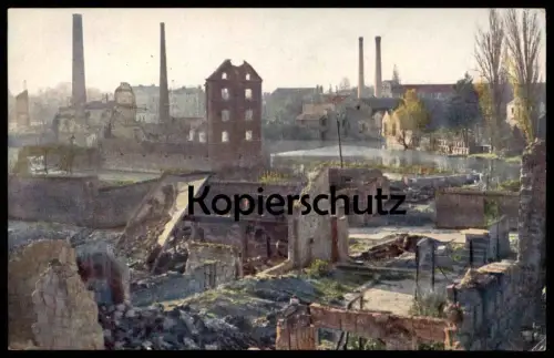 ALTE POSTKARTE RETHEL ZERSCHOSSENDER STADTTEIL 1916 1. WELTKRIEG cpa AK