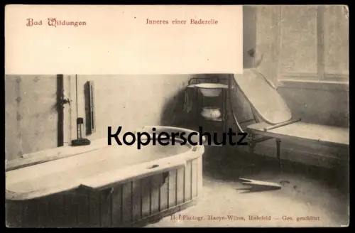 ALTE POSTKARTE BAD WILDUNGEN INNERES EINER BADEZELLE BAD
