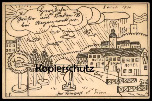 ALTE POSTKARTE BADEN-BADEN 1900 BEI REGEN I. PIRON OOS FISCHE