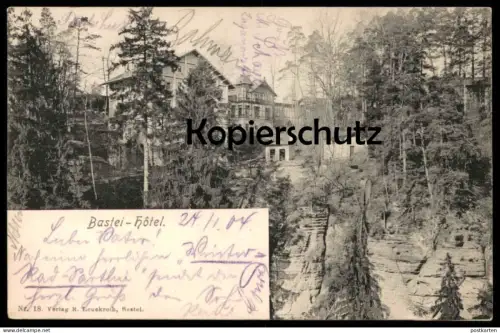 ALTE POSTKARTE BASTEI HOTEL STEMPEL POSTHÜLFSSTELLE Ansichtskarte postcard cpa