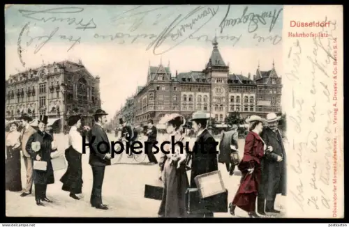 ALTE POSTKARTE DÜSSELDORF BAHNHOFSPLATZ FOTOMONTAGE montag photo cpa postcard AK