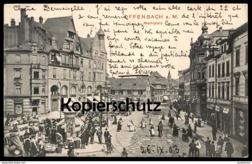 ALTE POSTKARTE OFFENBACH AM MAIN MARTKPLATZ MARKT marché market Ansichtskarte postcard
