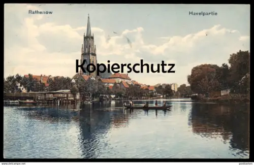 ALTE POSTKARTE RATHENOW HAVELPARTIE PARTIE AN DER HAVEL Ansichtskarte
