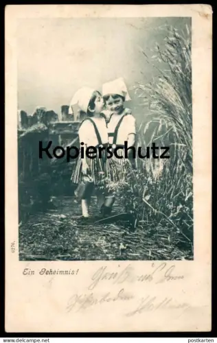 ALTE POSTKARTE KINDER EIN GEHEIMNIS FLÜSTERN INS OHR secret children Kinder Ansichtskarte