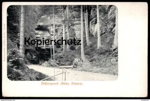 ALTE POSTKARTE ZSCHIRRGRUND SÄCHSISCHE SCHWEIZ WANDERER ELBSANDSTEINGEBIRGE Ansichtskarte AK cpa postcard