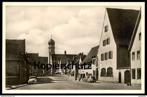 ALTE POSTKARTE SCHONGAU MÜNZSTRASSE DREI VW KÄFER VOLKSWAGEN BREZELKÄFER Ansichtskarte AK cpa postcard