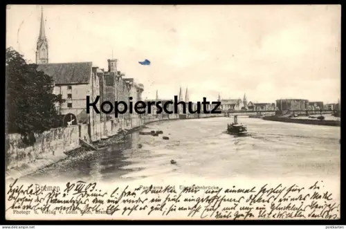 ALTE POSTKARTE BREMEN BLICK PANORAMA VON DER EISENBAHNBRÜCKE 1903 Ansichtskarte postcard cpa AK