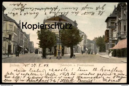 ALTE POSTKARTE BOCHUM BAHNHOFSTRASSE & FRIEDRICHSTRASSE 1904 Strassenbahn Tram tramway cpa postcard Ansichtskarte