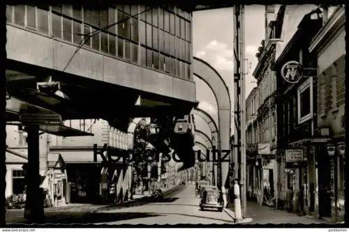 ALTE POSTKARTE WUPPERTAL VOHWINKEL AM SCHWEBEBAHNHOF BAHNHOF SCHWEBEBAHN HOTEL ZUR KRONE FRISEUR SCHMITZ