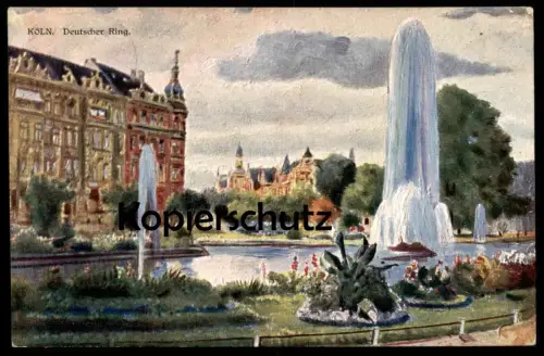 ALTE KÜNSTLER POSTKARTE KÖLN DEUTSCHER RING SPRINGBRUNNEN Ansichtskarte AK