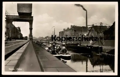 ALTE POSTKARTE NEUSS HAFEN FRACHTSCHIFF Schiff harbour cargo ship port Ansichtskarte AK cpa postcard