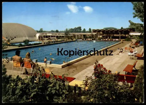 ÄLTERE POSTKARTE HERNE REVIERPARK GYSENBERG FREIBAD BAD