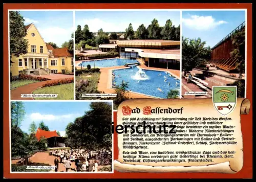 POSTKARTE BAD SASSENDORF WAPPEN & GESCHICHTE CHRONIK CHRONIKKARTE chronique chronicle storycard Ansichtskarte cpa AK