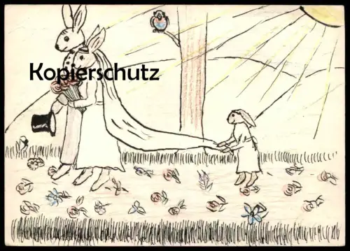 ALTE ORIGINAL KÜNSTLER POSTKARTE HASEN HOCHZEIT 1937 BRAUT AK Ansichtskarte postcard cpa
